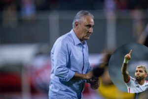 Câmeras flagram reação de Tite e Gabigol após gol do Flamengo